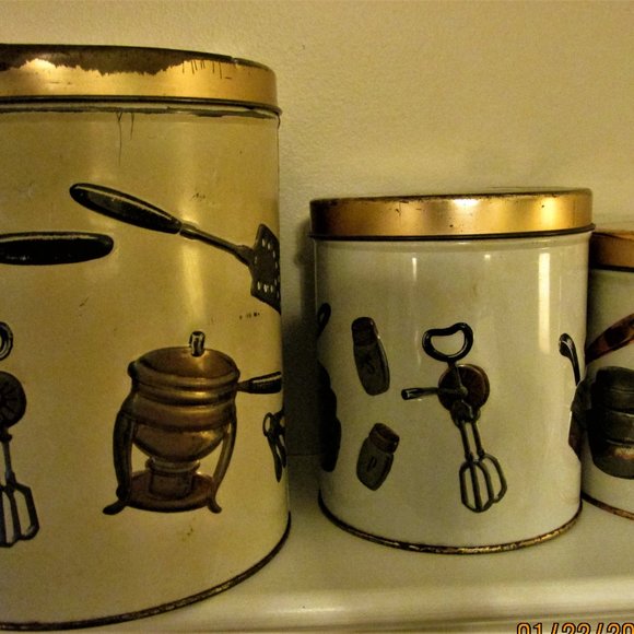 Weibro Cream and Copper Canister Set of 3 Vintage - Picture 2 of 15